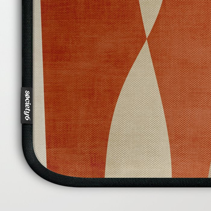 Burnt-Orange Tan Beige Lines Abstract Artwork Laptop Sleeve Gallery Image 3