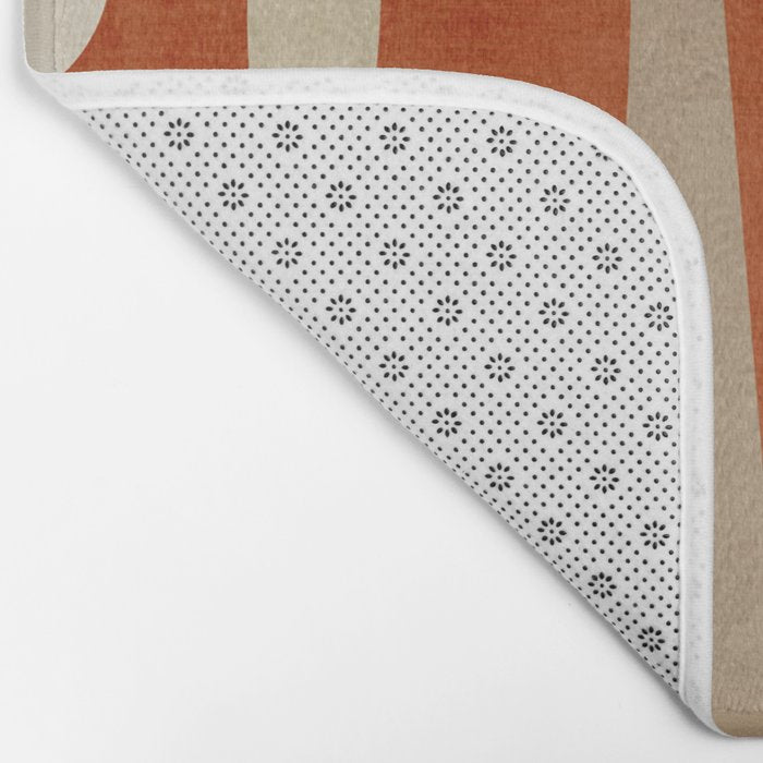 Burnt-Orange Tan Beige Lines Abstract Artwork Bath Mat Gallery Image 2