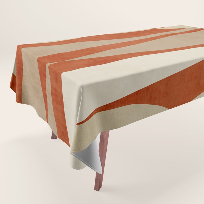 Burnt-Orange Tan Beige Lines Abstract Artwork Tablecloth Gallery Image 1