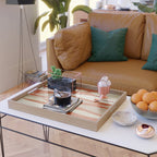 Burnt-Orange Tan Beige Lines Abstract Artwork Serving Tray Gallery Image 2