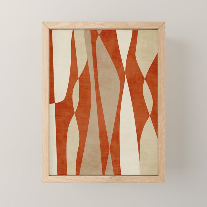 Burnt-Orange Tan Beige Lines Abstract Artwork Mini Art Print Gallery Image 1