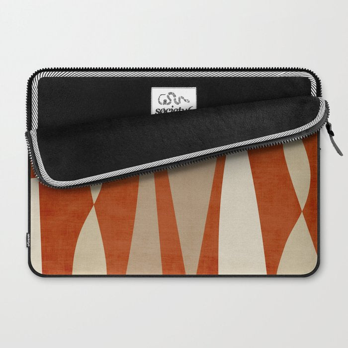 Burnt-Orange Tan Beige Lines Abstract Artwork Laptop Sleeve Gallery Image 2