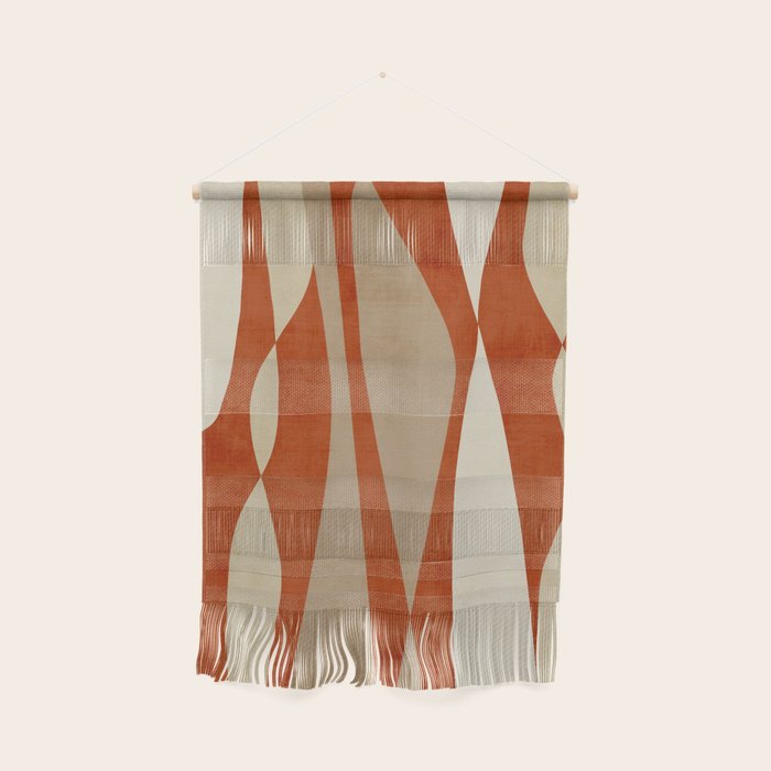 Burnt-Orange Tan Beige Lines Abstract Artwork Wall Hanging Gallery Image 1