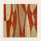 Burnt-Orange Tan Beige Lines Abstract Artwork Wood Wall Art Gallery Image 1
