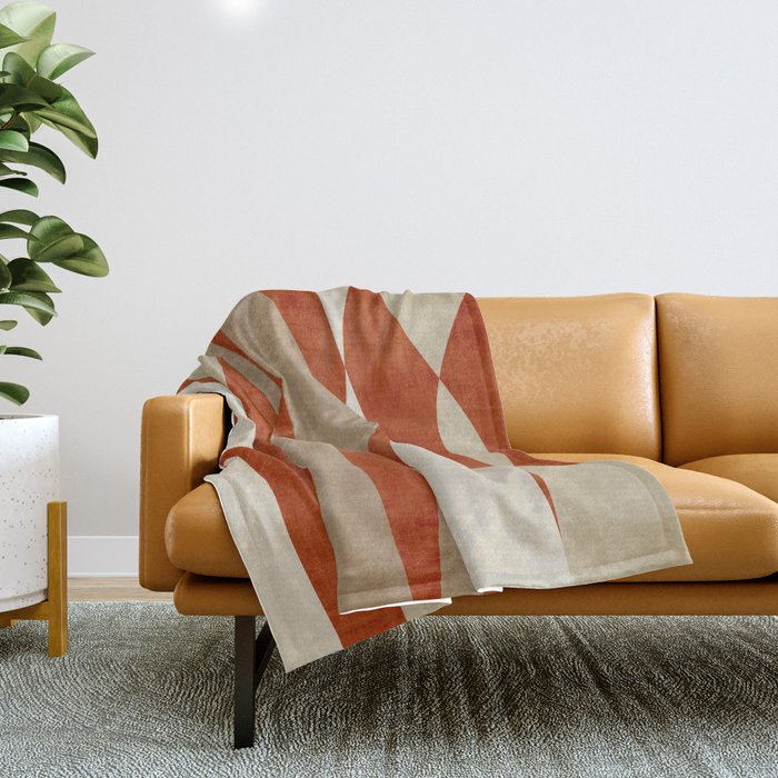 Burnt-Orange Tan Beige Lines Abstract Artwork Throw Blanket Gallery Image 1
