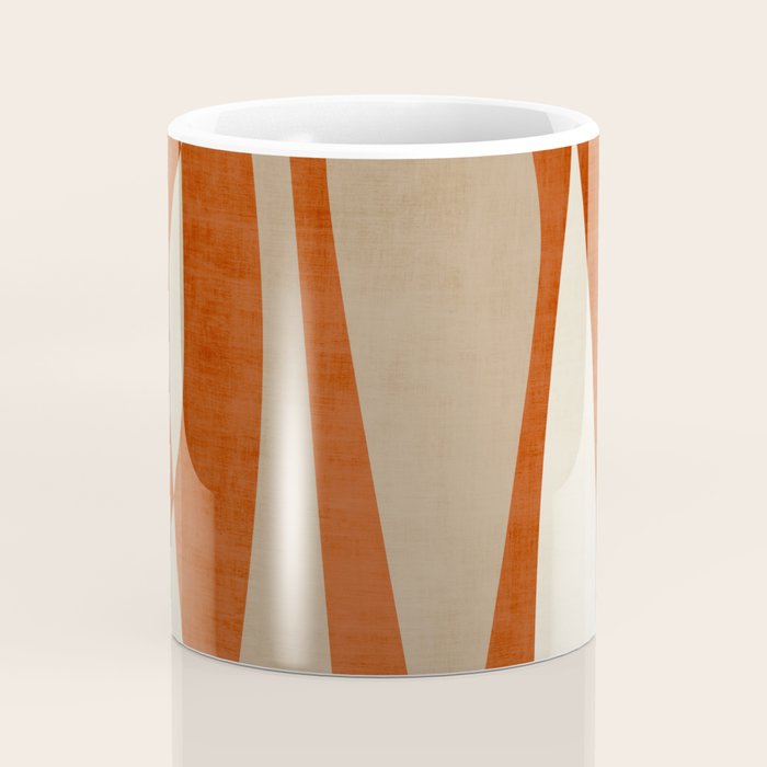 Burnt-Orange Tan Beige Lines Abstract Artwork Coffee Mug Gallery Image 4