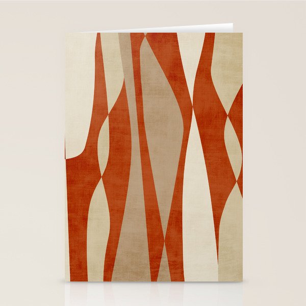 Burnt-Orange Tan Beige Lines Abstract Artwork Stationery Card Gallery Image 2