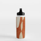 Burnt-Orange Tan Beige Lines Abstract Artwork Water Bottle Gallery Image 3