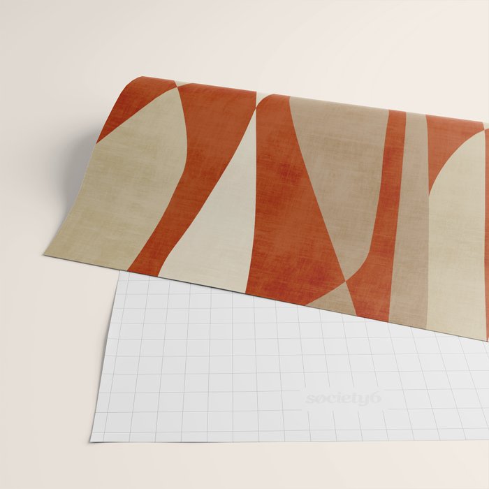 Burnt-Orange Tan Beige Lines Abstract Artwork Wrapping Paper Gallery Image 2