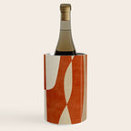 Burnt-Orange Tan Beige Lines Abstract Artwork Wine Chiller Gallery Image 2