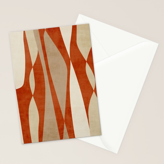Burnt-Orange Tan Beige Lines Abstract Artwork Stationery Card Gallery Image 2