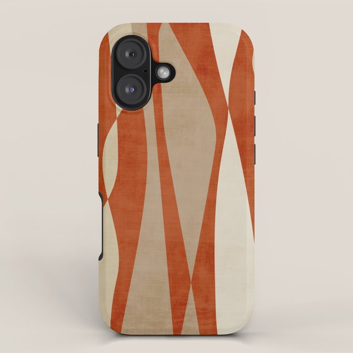 Burnt-Orange Tan Beige Lines Abstract Artwork iPhone Case Gallery Image 1