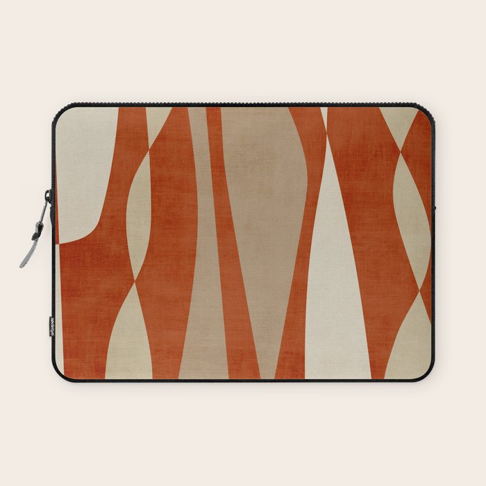 Burnt-Orange Tan Beige Lines Abstract Artwork Laptop Sleeve Gallery Image 1
