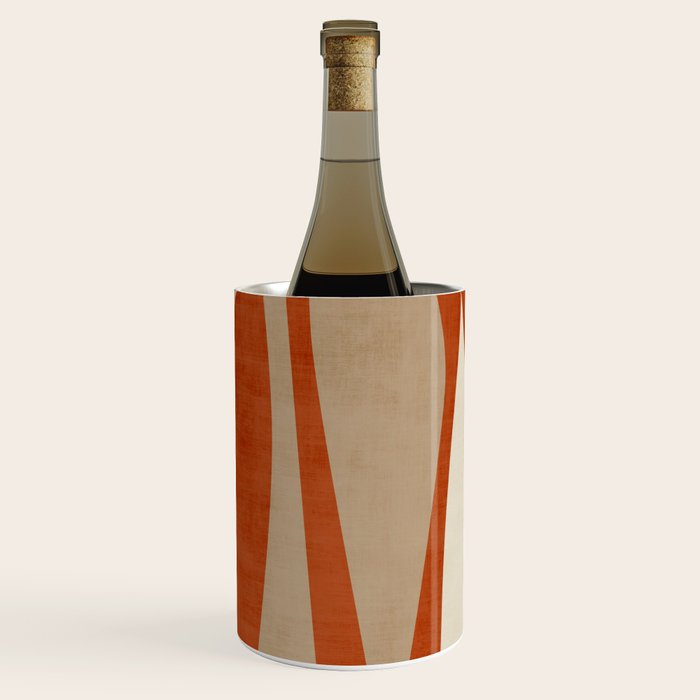 Burnt-Orange Tan Beige Lines Abstract Artwork Wine Chiller Gallery Image 1