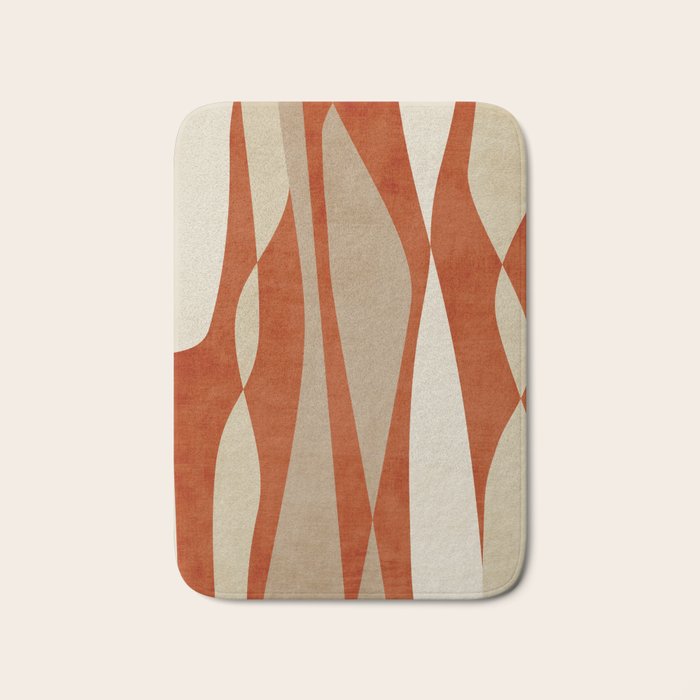 Burnt-Orange Tan Beige Lines Abstract Artwork Bath Mat Gallery Image 1