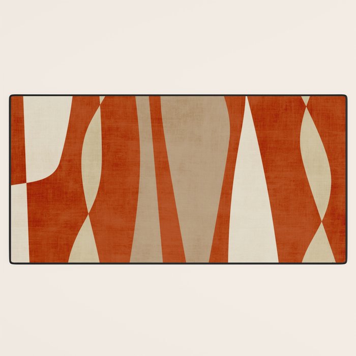 Burnt-Orange Tan Beige Lines Abstract Artwork Desk Mat Gallery Image 3