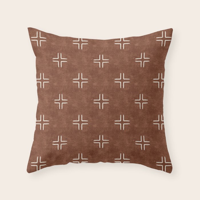 mudcloth crosses - brandywine Throw Pillow Gallery Image 1