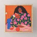 Still Life of a Woman with Dessert and Fruit Mini Art Print Gallery Image 1