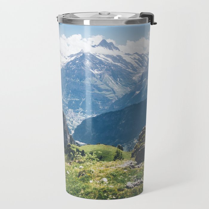 Swiss Alps Summer Landscape - Nature Photography - Jungfrau Mountain Peak Travel Mug Gallery Image 2