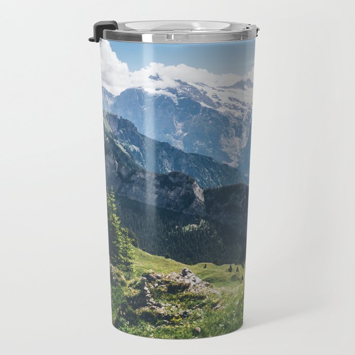 Swiss Alps Summer Landscape - Nature Photography - Jungfrau Mountain Peak Travel Mug Gallery Image 3
