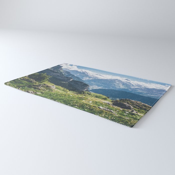 Swiss Alps Summer Landscape - Nature Photography - Jungfrau Mountain Peak Rug Gallery Image 3