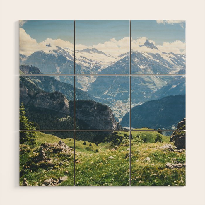 Swiss Alps Summer Landscape - Nature Photography - Jungfrau Mountain Peak Wood Wall Art Gallery Image 1