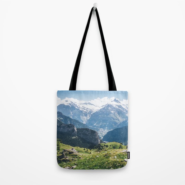Swiss Alps Summer Landscape - Nature Photography - Jungfrau Mountain Peak Tote Bag Gallery Image 2