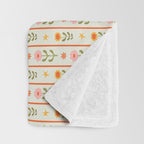 Vintage geometric flower art pattern Throw Blanket Gallery Image 3