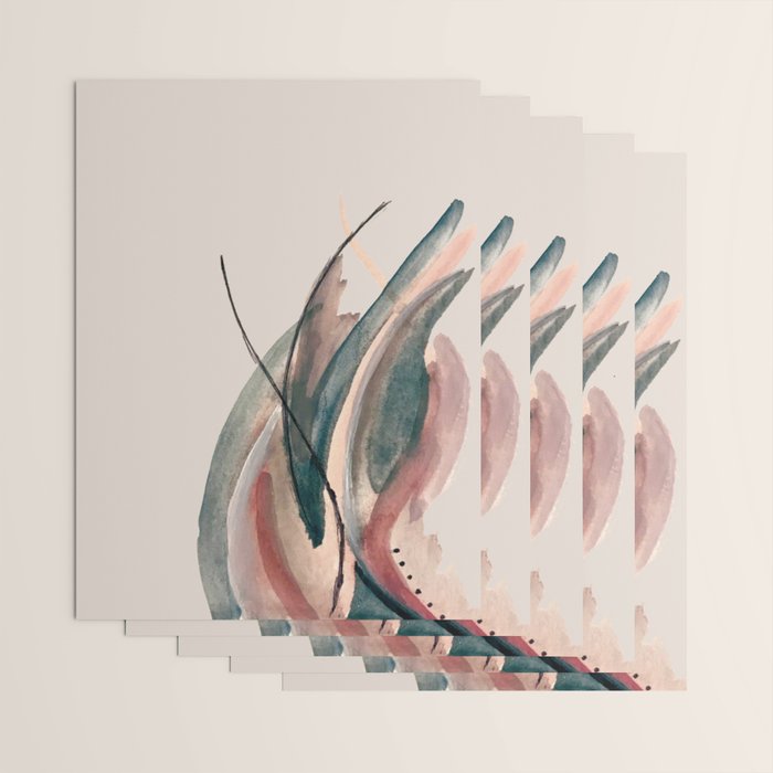 Slow Burn: a pretty, minimal, abstract mixed media piece using watercolor and ink Wrapping Paper Gallery Image 3