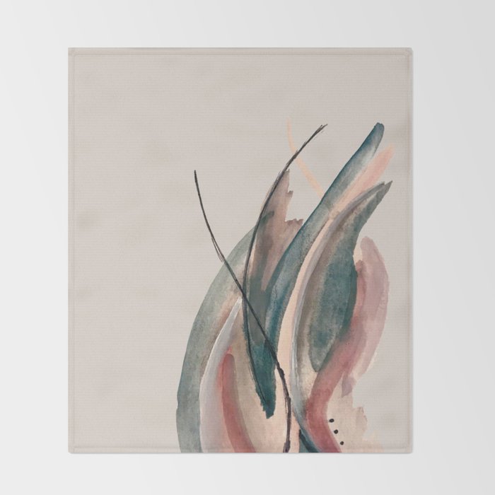 Slow Burn: a pretty, minimal, abstract mixed media piece using watercolor and ink Throw Blanket Gallery Image 2