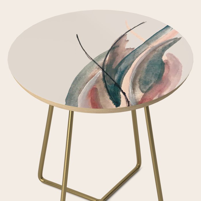 Slow Burn: a pretty, minimal, abstract mixed media piece using watercolor and ink Side Table Gallery Image 2