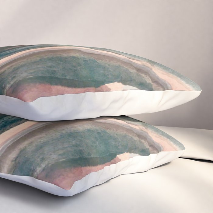 Slow Burn: a pretty, minimal, abstract mixed media piece using watercolor and ink Pillow Sham Gallery Image 3