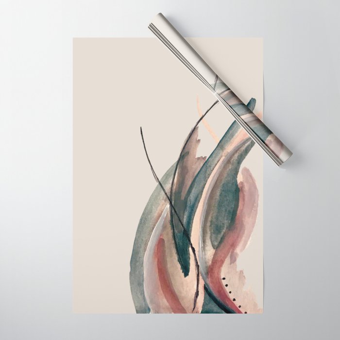 Slow Burn: a pretty, minimal, abstract mixed media piece using watercolor and ink Wrapping Paper Gallery Image 1