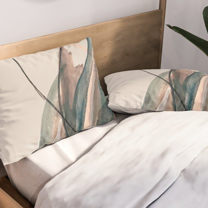 Slow Burn: a pretty, minimal, abstract mixed media piece using watercolor and ink Pillow Sham Gallery Image 2