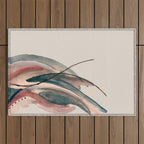 Slow Burn: a pretty, minimal, abstract mixed media piece using watercolor and ink Outdoor Rug Gallery Image 1