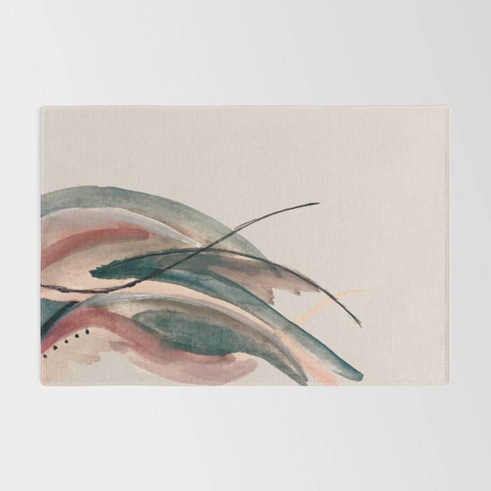 Slow Burn: a pretty, minimal, abstract mixed media piece using watercolor and ink Rug Gallery Image 2