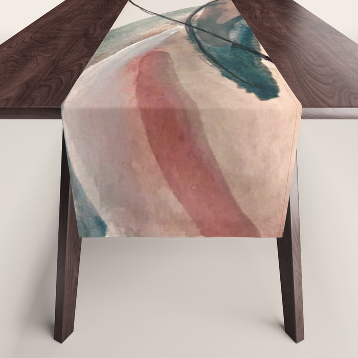 Slow Burn: a pretty, minimal, abstract mixed media piece using watercolor and ink Table Runner Gallery Image 1
