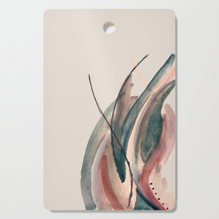Slow Burn: a pretty, minimal, abstract mixed media piece using watercolor and ink Cutting Board Gallery Image 1