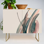 Slow Burn: a pretty, minimal, abstract mixed media piece using watercolor and ink Credenza Gallery Image 1