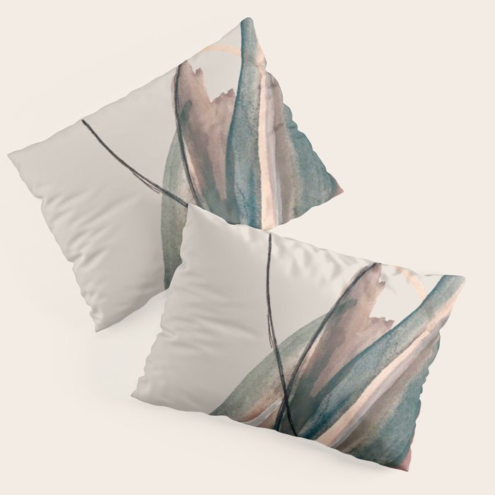 Slow Burn: a pretty, minimal, abstract mixed media piece using watercolor and ink Pillow Sham Gallery Image 3