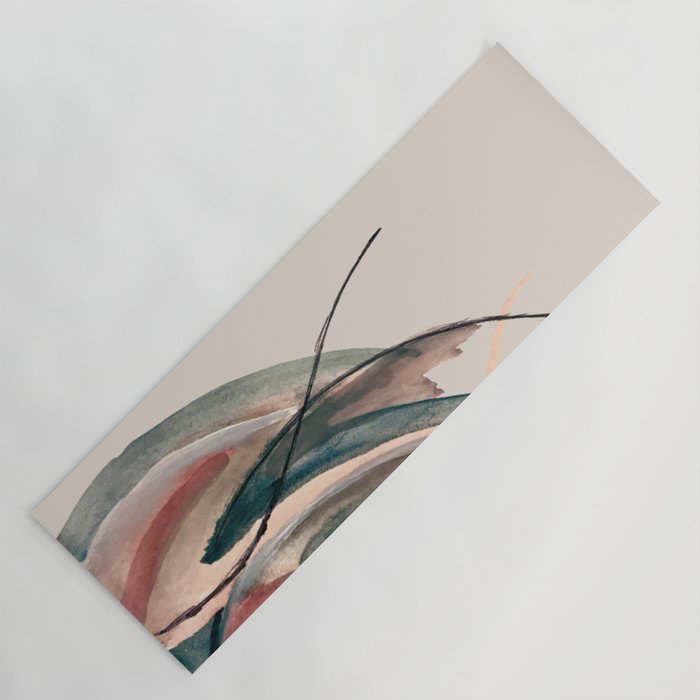 Slow Burn: a pretty, minimal, abstract mixed media piece using watercolor and ink Yoga Mat Gallery Image 1