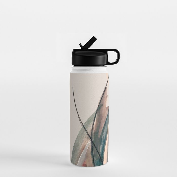 Slow Burn: a pretty, minimal, abstract mixed media piece using watercolor and ink Water Bottle Gallery Image 1