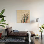 Slow Burn: a pretty, minimal, abstract mixed media piece using watercolor and ink Wood Wall Art Gallery Image 2