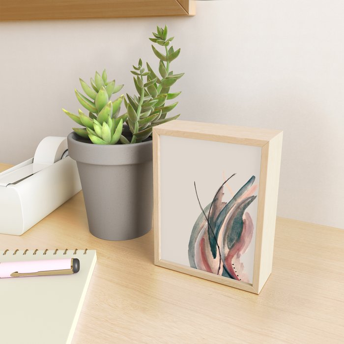 Slow Burn: a pretty, minimal, abstract mixed media piece using watercolor and ink Mini Art Print Gallery Image 2