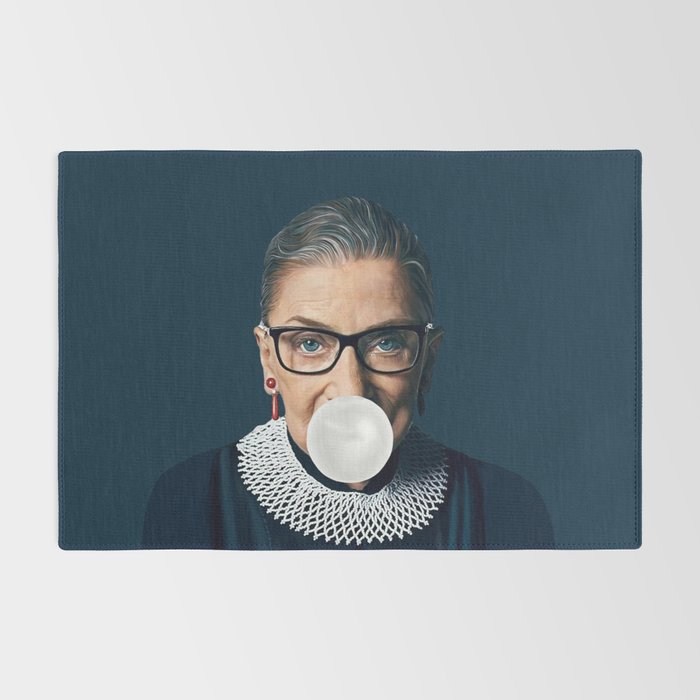 Ruth Bader Ginsburg Blowing White Bubble gum Rug Gallery Image 2