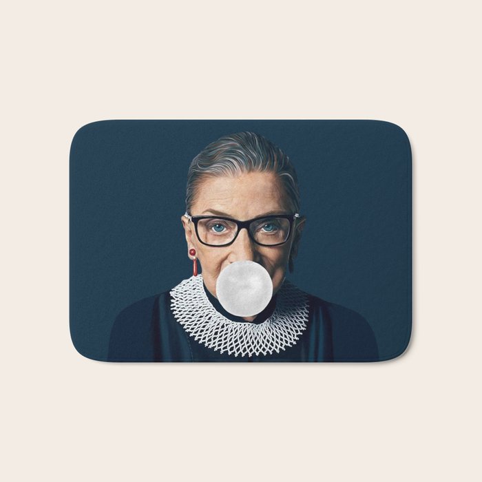Ruth Bader Ginsburg Blowing White Bubble gum Bath Mat Gallery Image 1