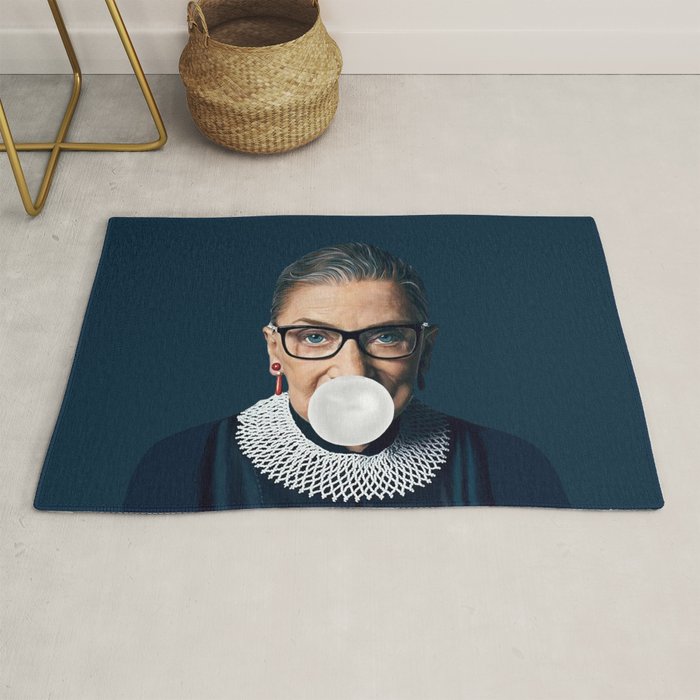 Ruth Bader Ginsburg Blowing White Bubble gum Rug Gallery Image 1