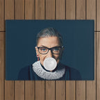 Ruth Bader Ginsburg Blowing White Bubble gum Outdoor Rug Gallery Image 1