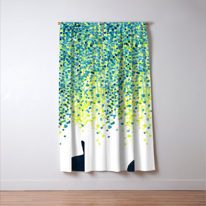 Cat in the garden under willow tree Window Curtain Gallery Image 3
