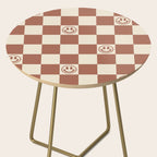 Smiley Face & Checkerboard (Milk Chocolate Colors) Side Table Gallery Image 2